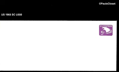 US 1965 SC U550 EAGLE 5¢ BRIGHT PURPLE No. 10 ENVELOPE MINT F/VF - Image 1 of 2