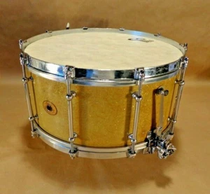LUDWIG SUPER SENSITIVE GOLD-FLAKE 30'S 6.5"x14" Vintage Snare Drum Very Rare - Picture 1 of 11