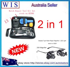 13 Piece Watch Repair Tool Kit Set & Glasses Type Watch Repair Magnifier-82506