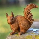 Rustic "Red Squirrel" Garden Sculpture Facing Left - Cast Iron Outdoor Ornament