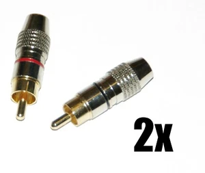 2x Cinchstecker | schwarz / rot | vergoldet | Chinch Stecker - HIGHEND  - Picture 1 of 1