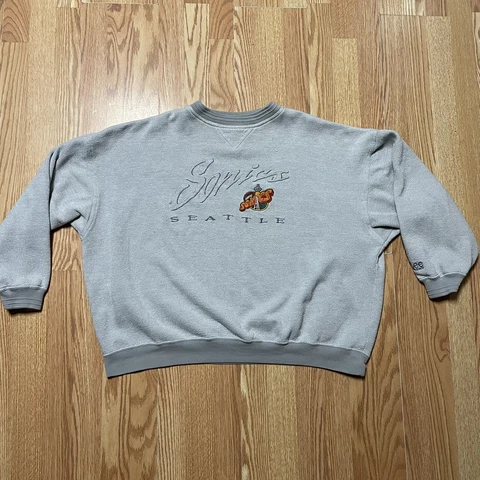 Vintage Lee Sport NBA Seattle Sonics Embroidered Pullover Sweatshirt Size XXL Cover