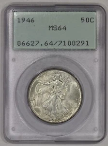 1946 50c Silver Walking Liberty Half Dollar PCGS MS64 Old Green Rattler OGH - Picture 1 of 4
