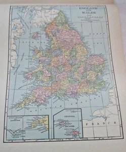 1933 Map Of England and Wales From The Commercial Atlas of the World  - Picture 1 of 4