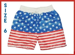 NWT BOYS size 6 AMERICANA STARS & STRIPES RED WHITE & BLUE SWIM TRUNKS - Picture 1 of 4