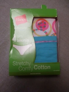 910V2 Hanes GUCKP4 Stretchy Comfy Cotton Bikinis 4-Pack Girl's Size 12 Asst - Picture 1 of 2