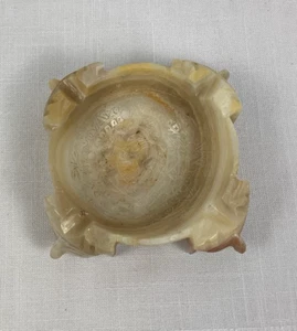 Hand Carved Stone Caramel Orange Ashtray Tribal Themed Mayan Aztec - Picture 1 of 5