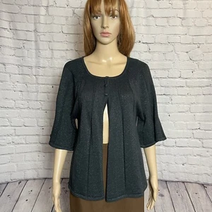 NWT New Crystal Kobe Black Sparkle 3/4 Sleeve Cardigan Size XL - Picture 1 of 12