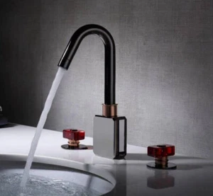 Basin Faucet Mixer Hot Cold Bathroom Tap Public Toilet Wash Brass Double Handles - Picture 1 of 3