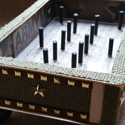 Wood Thread bobbin holder sewing room organizer, Army, military - Image 1 of 4