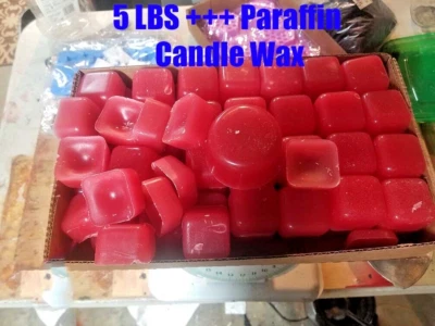 PARAFFIN WAX, 5 lbs, 140°F high melt, for candles, arts, pre-colored Light Red - Image 1 of 2