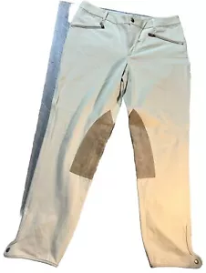 Vintage Ralph Lauren Women Polo Jodhpurs Equestrian Riding Pants Suede Patch  14 - Picture 1 of 4