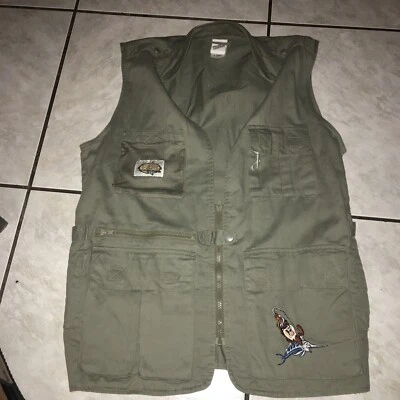 Warner Bros Studios Mens Fishing Vest Reel Devil Taz Gray Used Sz Small - Image 1 of 4