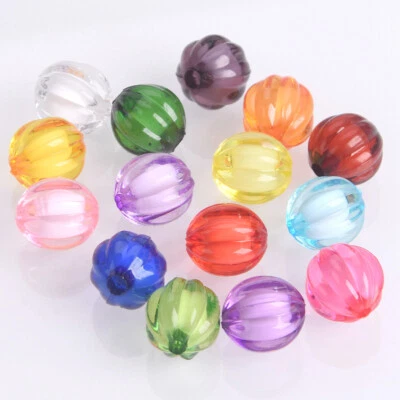 50pcs Round Colorful Pumpkin Acrylic Plastic Loose Beads for DIY Jewelry Making - Image 1 of 4