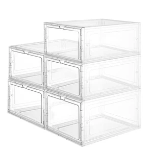 Clear Shoe Storage Boxes Stackable – Acrylic Shoe Box Organizer with Drop Fro... - Picture 1 of 9