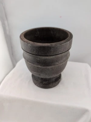 Olla de mortero molinillo de utensilios de cocina de madera tallada a mano antigua del sur de la India-sin mortero Foto 1 de 4