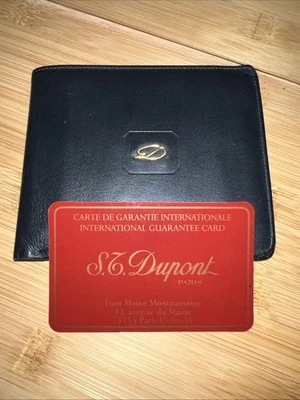 S T Dupont Men's Black Leather Wallet Billfold And Card Holder Portafolio Paris - image 1 of 4