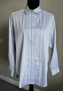 Vintage Laura Ashley Embroidered Oxford Chambray Blue Shirt Blouse UK 12 - Picture 1 of 13