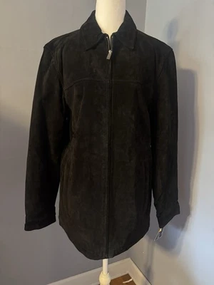 Chaqueta de cuero de gamuza negra ALFANI para hombre nueva con etiquetas talla S pequeña Foto 1 de 4