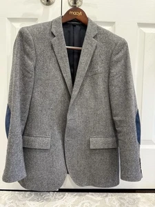J.CREW Ludlow British Wool Blazer with Blue Elbow Patches, Gray, Size 38S - Picture 1 of 8