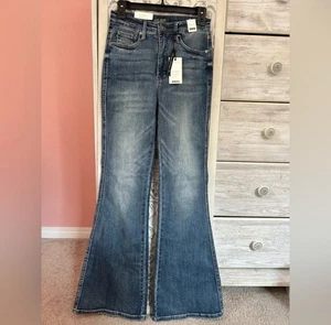 Judy Blue High Waisted Tummy Control dark blue denim Flare Jeans NWT size 3/26 - Picture 1 of 11