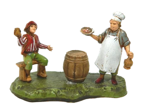 Scena Osteria Landi Moranduzzo CM 6 Gruppo Bevitore con Cuoco Presepe - Imagen 1 de 2