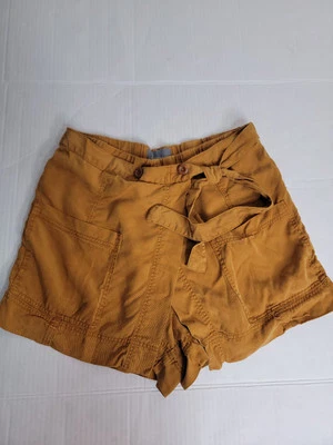 Pantalones Cortos Carga Anthropologie Imitación Envoltura Talla Grande Cintura Elástica Tiro Alto Playa Foto 1 de 4