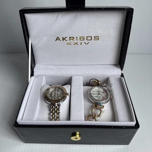 Neu mit Etikett 2er Set Akribos XXIV Analoguhren Geschenkbox Set - AK808 & AK874 Swarovski - Bild 1 von 8