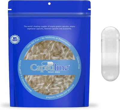 Clear Size 000 Empty Gelatin Capsules by Capsuline - 100 Count - Gelatin Capsul - Image 1 of 4