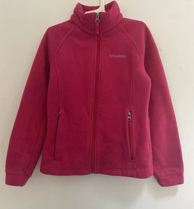 Columbia Kid Girls Solid Pink Cozy Soft Fleece Zip-Up Long Sleeve Jacket M 10/12 - Picture 1 of 7