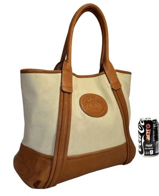 New Ghurka Textured Twill & British Tan Leather Tote Shopper Business Daily Bag - Image 1 of 4