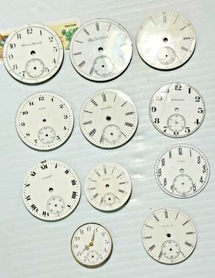 10 Mixed Vintage Pocket Watch Enamel Face Dial - Image 1 of 4