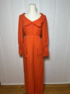 Abito vintage Emma Domb California anni 60 arancione lungo retrò Union Made taglia 13 - Foto 1 di 14