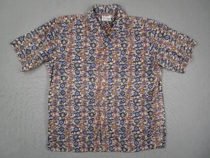 Reyn Spooner Shirt Mens XL Blue Tan Hawaiian Aloha Button Reverse Fish Turtle - Picture 1 of 8