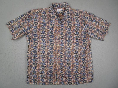 Reyn Spooner Shirt Mens XL Blue Tan Hawaiian Aloha Button Reverse Fish Turtle - Image 1 of 4