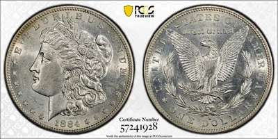 PCGS AU55 1884-S Morgan Silver Dollar - Image 1 of 3