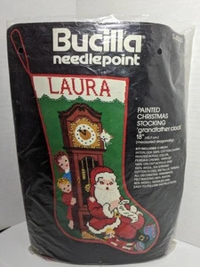 Vintage Bucilla Nadelspitze Weihnachtsstrumpf "Standuhr" 18" LESEN - Bild 1 von 3