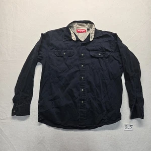 Wrangler Shirt Solid Black Button Down Short Sleeve 100% Cotton Adult Men's Med - Picture 1 of 7