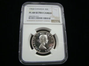 Canada 1964 Silver 50 Cents NGC Graded PL68 Ultra Cameo 2892725-015 Finest Grade - Picture 1 of 4