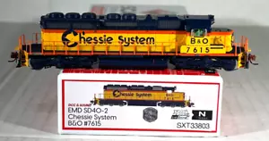 SCALETRAINS N SCALE EMD SD40- 2 LOCOMOTIVE SOUND&DCC CHESSIE/B&O SYSTEM SXT33803 - Picture 1 of 3