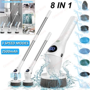 HOT 8in1 LED Electric Cordless Spin Scrubber Cleaning Brush Powerful Turbo Scrub - Picture 1 of 13