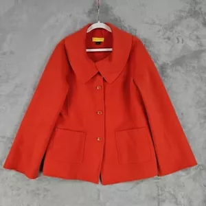 St. John Jacket Womens Size L Orange Angora Wool Cashmere Bell Sleeve Coat - Picture 1 of 10
