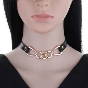 Gothic Punk Triple Chain Leather Choker Collar Fashion Necklace Jewelry - Picture 1 of 22