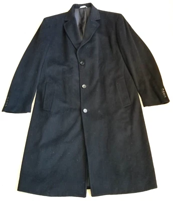 Mens Coat-PERRY ELLIS PORTFOLIO-black 100% wool lined dress overcoat Classic-42R - Image 1 of 4