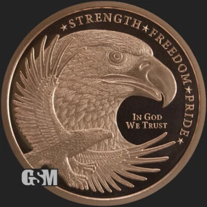 1 oz .999 Fine COPPER Eagle Round GSM EAGLE - American Flag Bu Copper - Bild 1 von 3