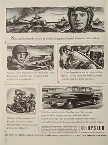 1944 vintage WW2 General Sherman Tanks Chrysler . Buy War bonds - Picture 1 of 1