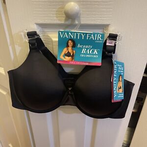 NWT Vanity Fair 40D BEAUTY BACK Full Coverage Under-Wire stretch black Bra