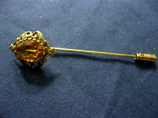 Vintage Jewelry LOVELY Stick Pin 3 inch Gold Stone