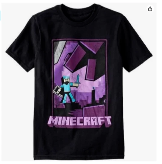 Camiseta Minecraft - Big Boys S - Negra y Púrpura - Construcción - Camiseta Minecraft Nueva con Etiquetas Foto 1 de 1
