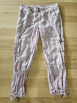 Anthropologie Parachute Cargo Pant Ankle Pink Lycocell Linen Casual Size 10  - Image 1 of 4